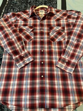 Ely Cattleman Red and White Plaid Western Button-Down Shirt